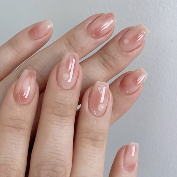 Simple ins wind gentle temperament wearing nail art nail piece 3D three-dimensional bubble blush smudge fake nail wholesale