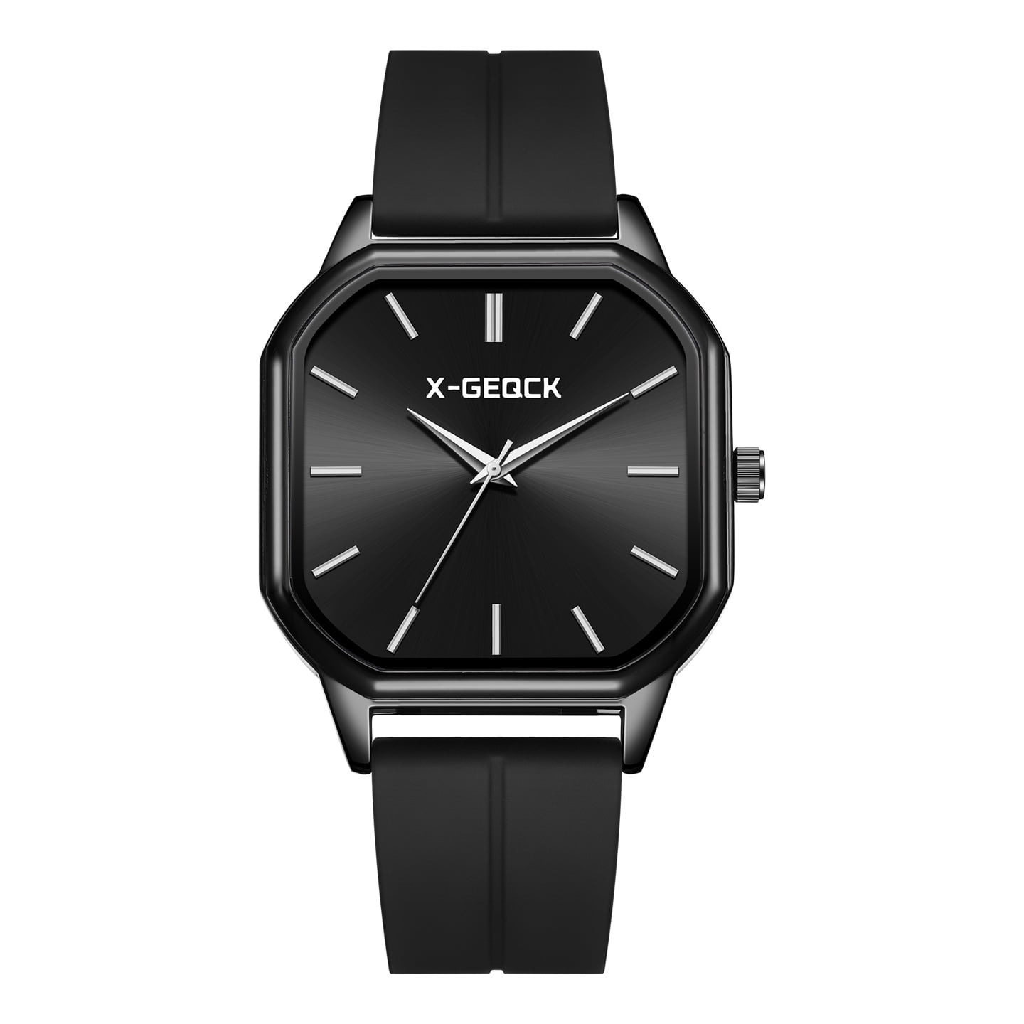 Simple men's watch, business casual square quartz watch, silicone strap ...