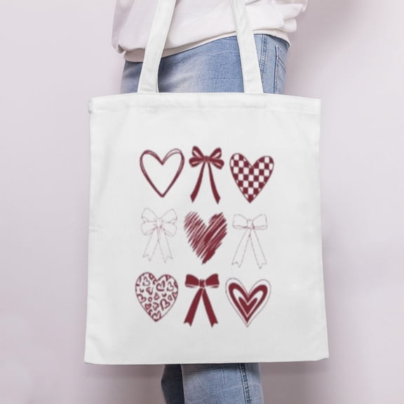 Simple pattern Customizable Eco-Friendly Canvas Tote Bag – Reusable Large Shoulder Bag for Shopping, Travel & Daily Use 13.8*15.7in/35*40cm