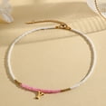 Simple pink millet beads necklace with 26 initials fashion birthday