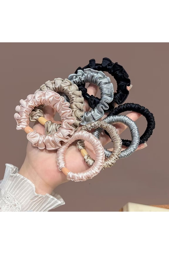 Simple satin ribbon hair tie for women, high ponytail, does not collapse; hair cord, colored cord, elastic band, hair accessory.
