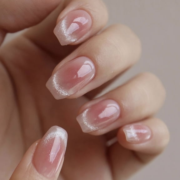 Simple smudge blush wearing nail French cat eye short ballet nail art nail piece foreign trade hot-selling nail piece wholesale