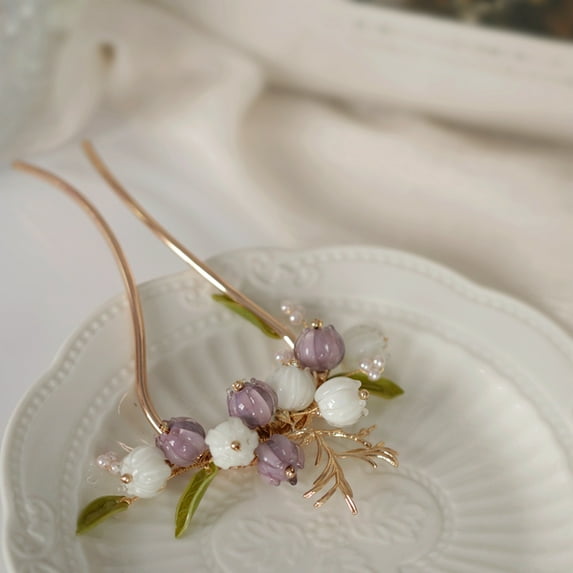 Simple temperament U-shaped lily of the valley hairpin daily metal coiled hair artifact hairpin fairy advanced sense of hair accessories