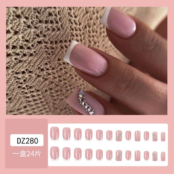 Simple white French wearing armor, European and American diamond-encrusted nail products wholesale, hot-selling fake nail nails