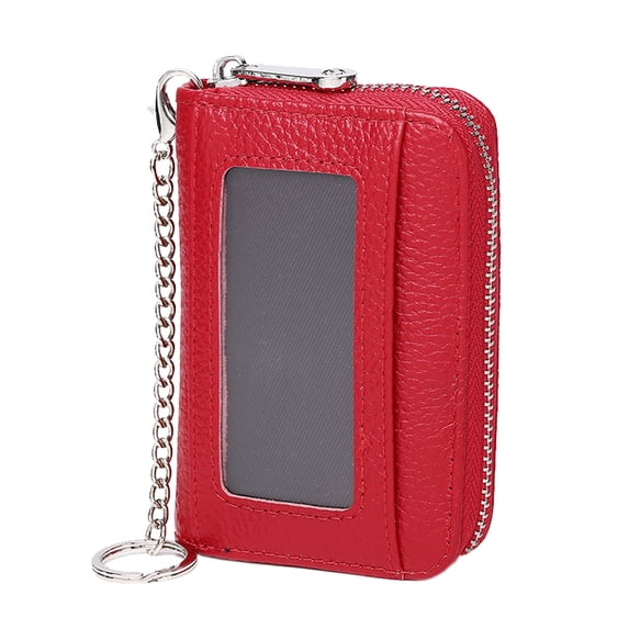 Simple women's short card bag draw card document bag men's coin purse zipper bag-red