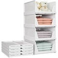 thumbnail image 1 of SimpleHomeWare Foldable and Stackable Storage Bins for Household Items, White, 2 Pack, 1 of 4