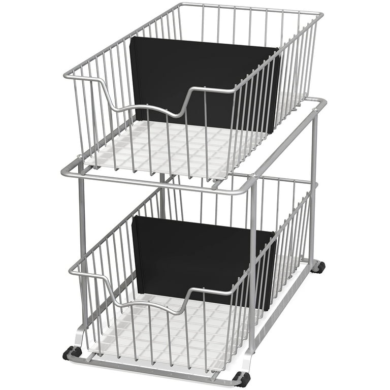 Simplehouseware 2 Tier Cabinet Wire Basket Drawer Organizer, Grey