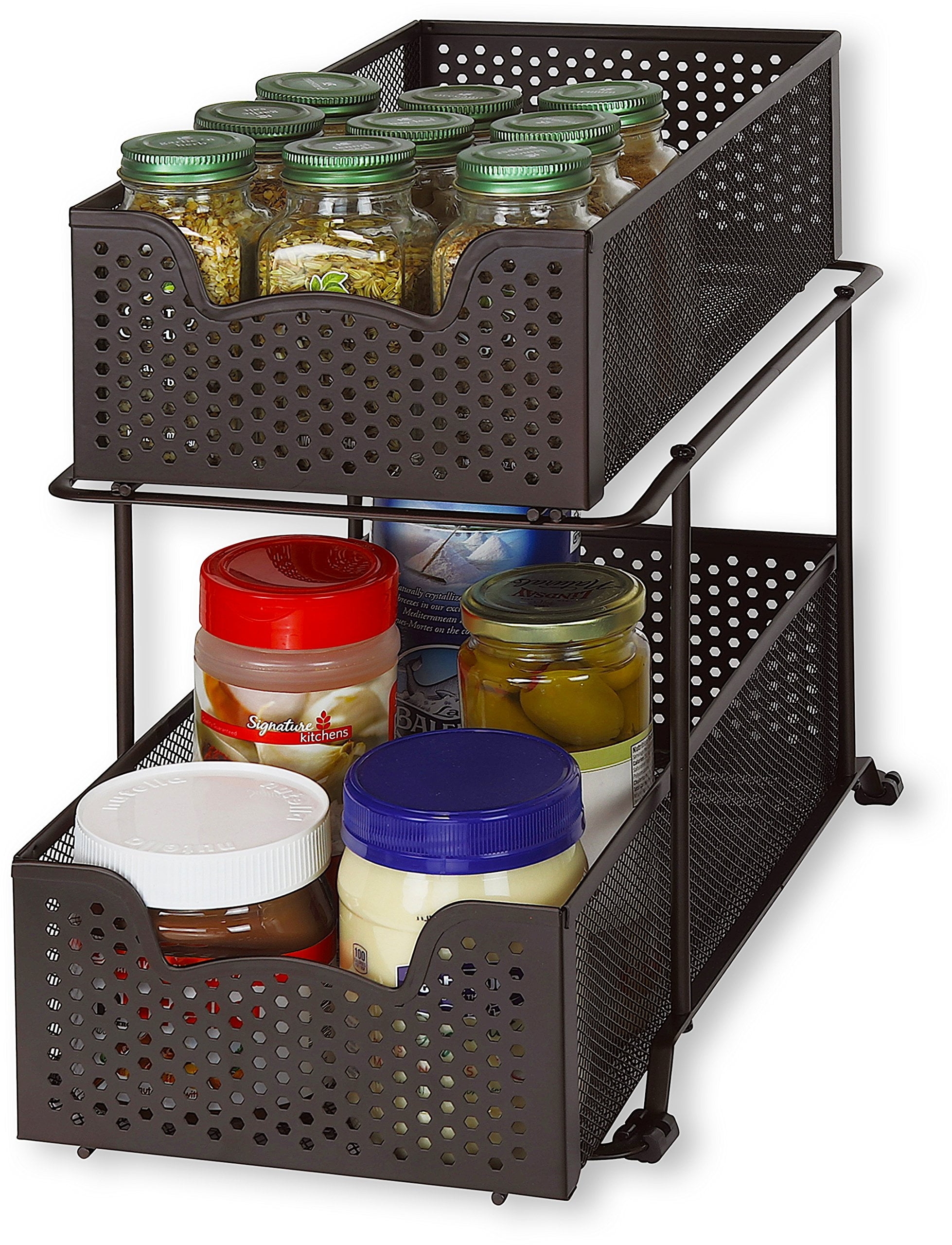 Bronze 2-Tier Sliding Cabinet Basket Organizer