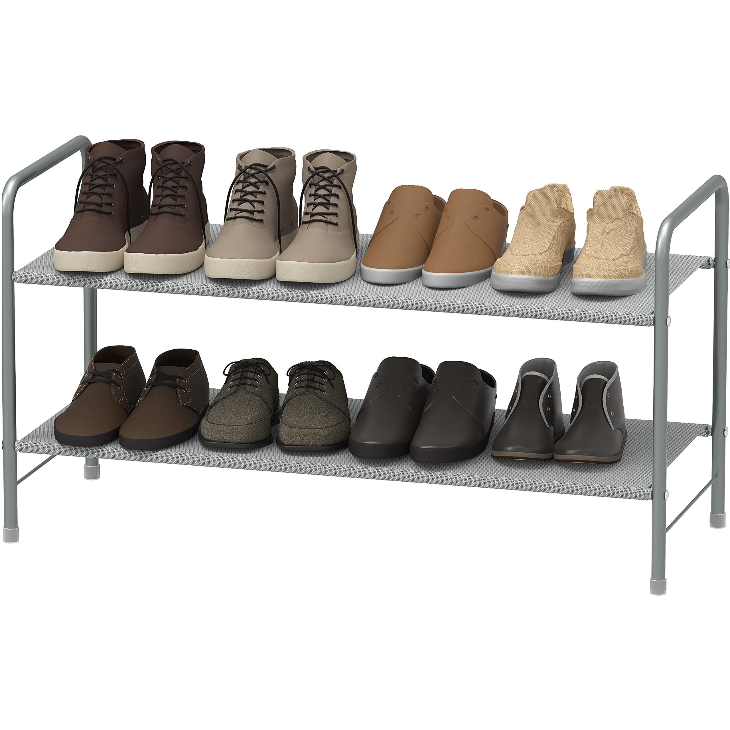 SimpleHouseware 2-Tier Shoe Rack Storage Organizer, Grey