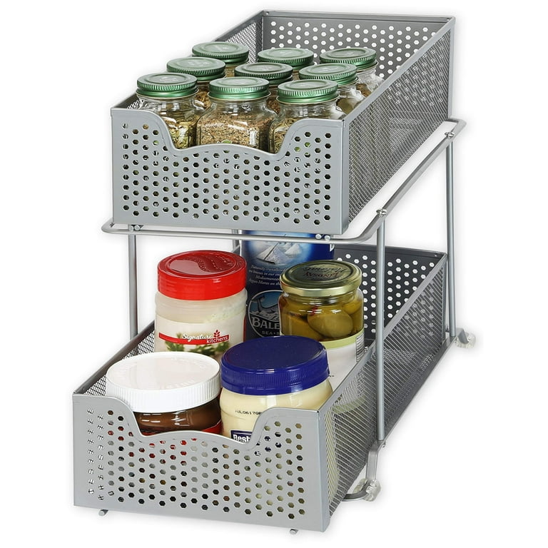 Simple Houseware 2 Tier Cabinet Wire Basket Drawer Organizer - Brown