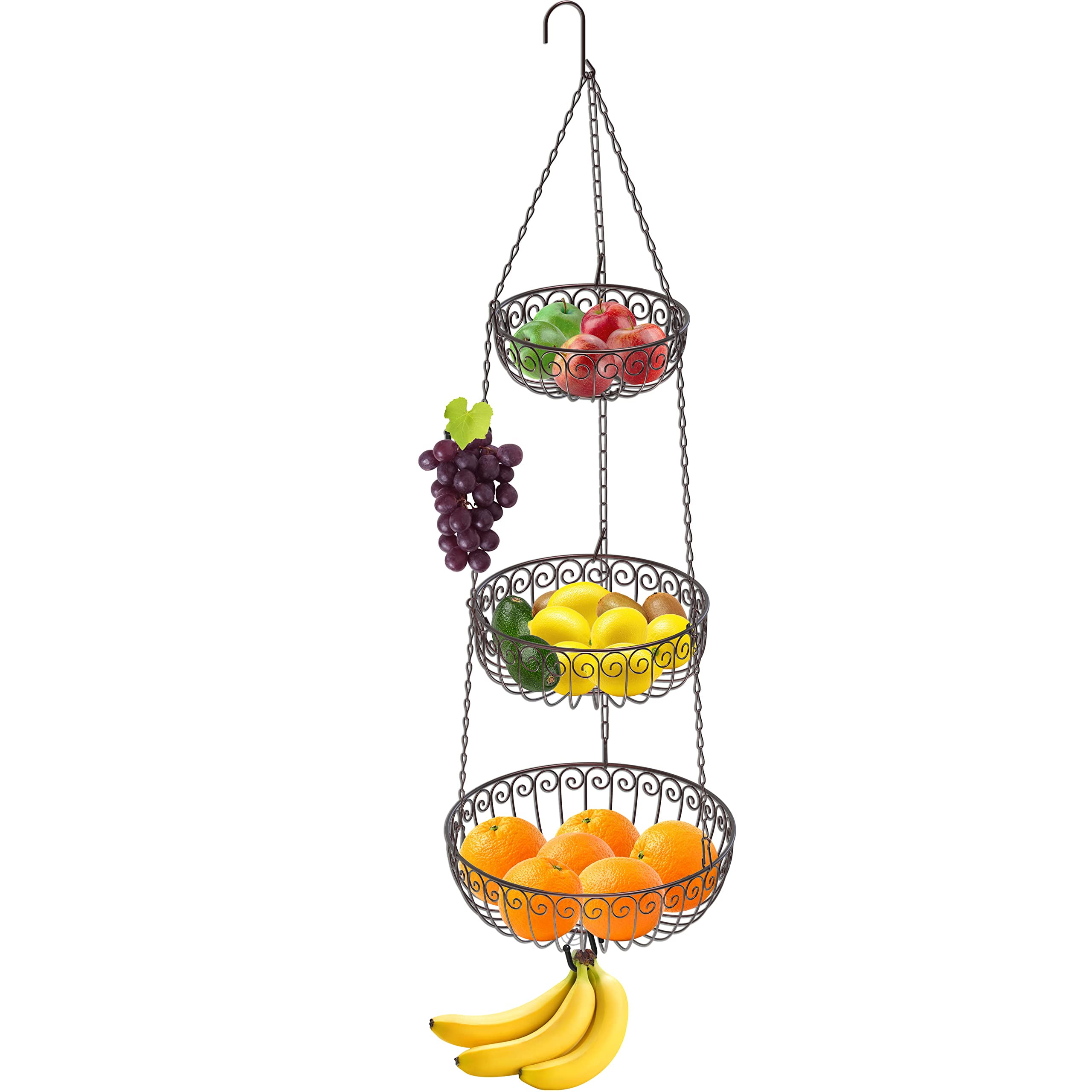 SimpleHouseware 3Tier Fruit Hanging Basket, Bronze