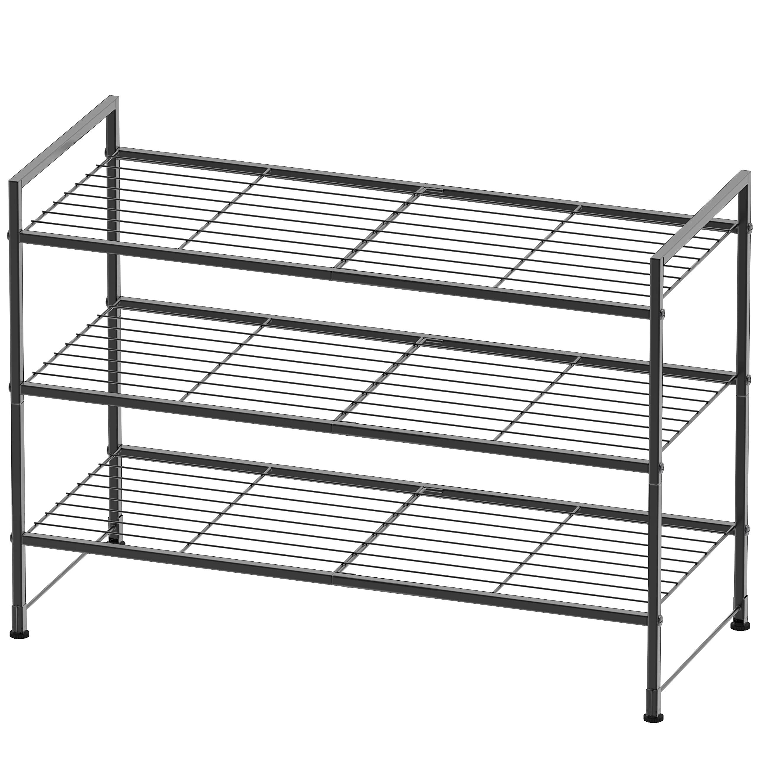 Mainstays 4 Tier 24 Pair Shoe Rack Storage Organizer, Rich Black