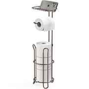 SimpleHouseware Bathroom Toilet Tissue Roll Holder Stand with Cell Phone Holder, Bronze