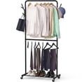Garment Rims SimpleHouseware Black Double Rod Clothes Hanging Garment Rack with ...