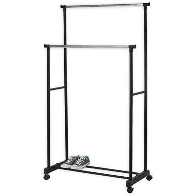 SimpleHouseware Heavy Duty Double Rod Portable Clothing Hanger & Garment Rack