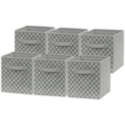 SimpleHouseware Fabric Cube Storage Bins Foldable Organizer, Geometric Grey, Set of 6