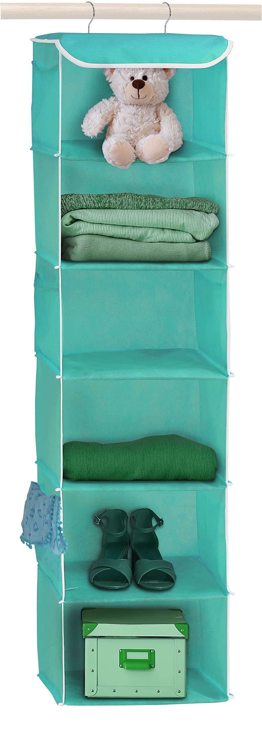 SimpleHouseware Hanging Closet Organizers Storage, 6 Shelves, Turquoise