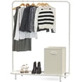 thumbnail image 1 of SimpleHouseware Industrial Pipe Clothing Garment Rack with Bottom Shelves, White, 1 of 5