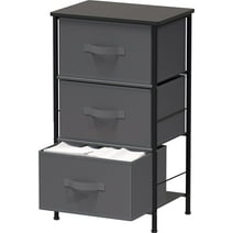 SimpleHouseware Nightstands Dresser for Bedroom 3-Tier Organizer Drawer Storage Tower, Dark Grey