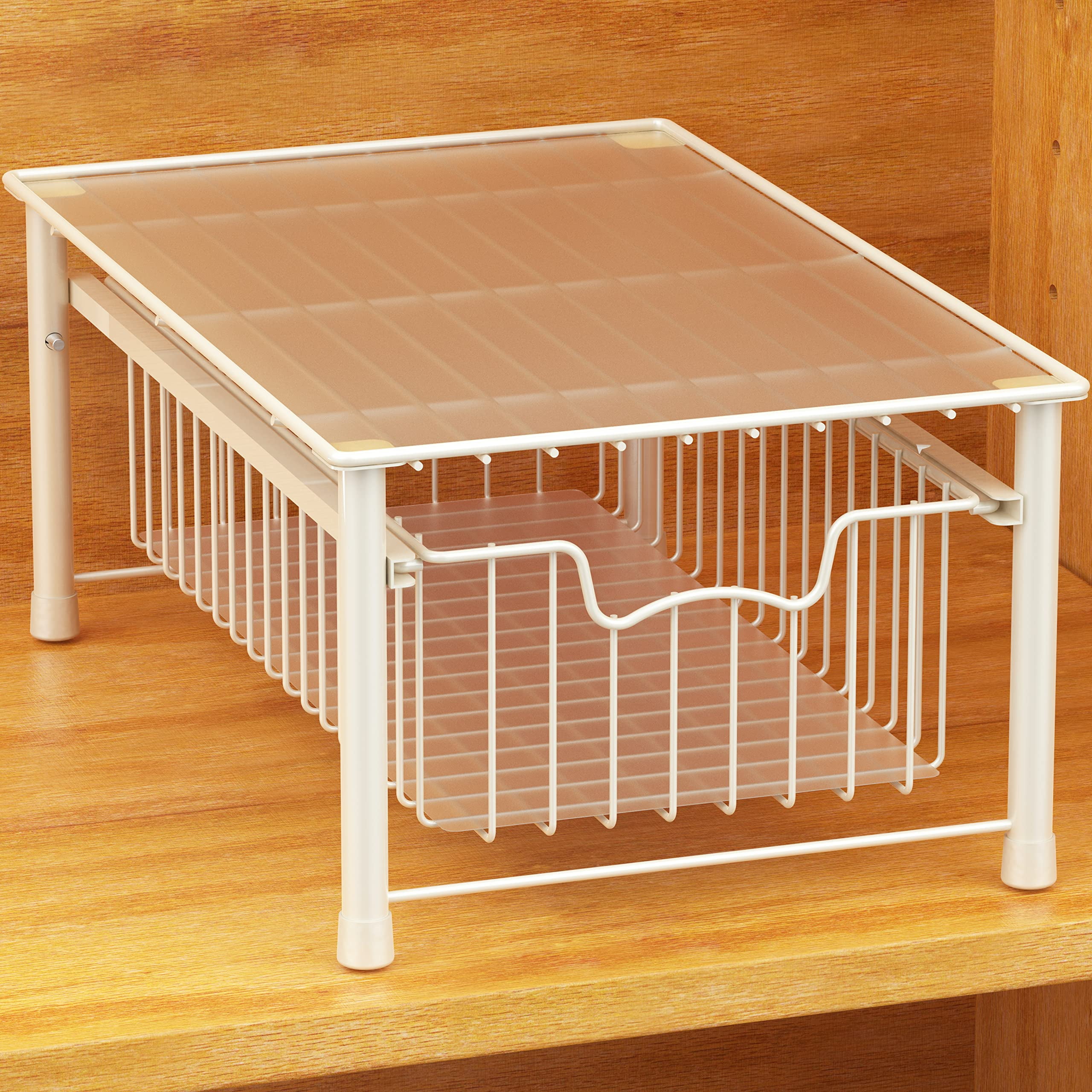 Simple Houseware SimpleHouseware Stackable Under Sink Cabinet Sliding  Basket Organizer Drawer, Chrome