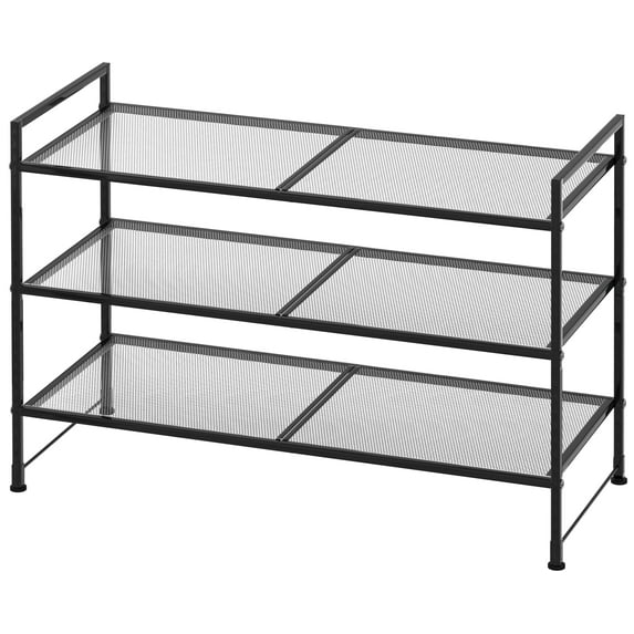 Simple Houseware 3-Tier Stackable Shelves Storage Utility Rack, Black