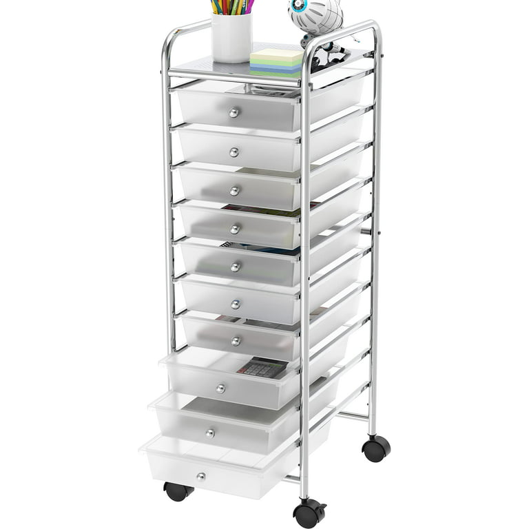  SILKYDRY 10 Drawer Rolling Storage Cart, Organization Cart with  Drawers for Craft Makeup Paper Tool Art Supply, Versatile Utility Cart on  Wheels for Home Office Classroom School (Black) : Office Products