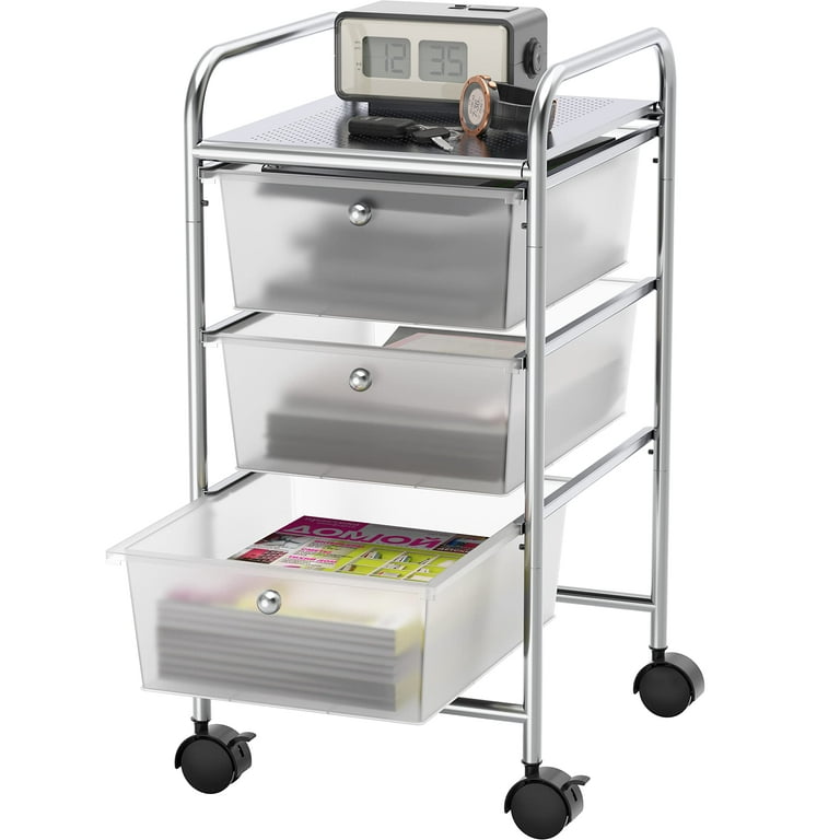 SimpleHouseware Utility Cart with 3 Drawers Rolling Storage Art