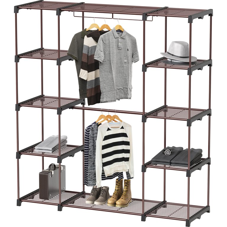 SimpleHouseware Portable Closet Wardrobe Clothes Organizer Storage with  Cover, Dark Grey