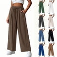 thumbnail image 1 of SimpleJoyi Ladies Casual Wide Leg Summer Pants High Waist Drawstring Loose Fit Breathable Daily Trousers, 1 of 5