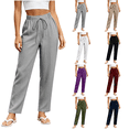 thumbnail image 1 of SimpleJoyi Women's Loose Fit Pants High Waist Drawstring Pockets Straight Leg Casual Daily Wear Comfortable Long Trousers Size S-XXL, 1 of 4