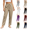 thumbnail image 1 of SimpleJoyi Women's Loose Fit Pants High Waist Drawstring Pockets Straight Leg Casual Daily Wear Comfortable Long Trousers Size S-XXL, 1 of 4