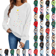 thumbnail image 1 of SimpleJoyi Womens Christmas Tree Lights Print Crewneck Long Sleeve Loose Fit Sweatshirt Top, 1 of 7