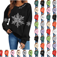 thumbnail image 1 of SimpleJoyi Womens Merry Christmas Snowflake Print Crewneck Long Sleeve Loose Fit Sweatshirt Top, 1 of 5