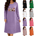 thumbnail image 1 of SimpleJoyi Womens Pajama Fashion Casual Print Long Sleeve Crewneck Midi Nightgown, 1 of 7