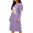 thumbnail image 1 of SimpleJoyi Womens Pajama Halloween Chest Print Long Sleeve Crewneck Midi Nightgown, 1 of 6