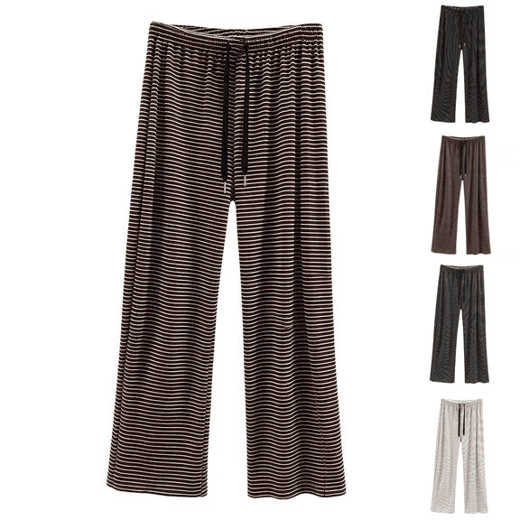 SimpleJoyi Womens Pajamas Stripe Print Drawstring Elastic Waist Wide Leg Sleep Pants