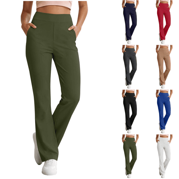 SimpleJoyi Womens Pull On Bootcut Pants With Pockets And A Flattering Fit