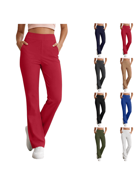Womens Pull On Bootcut Pants With Pockets And A Flattering Fit