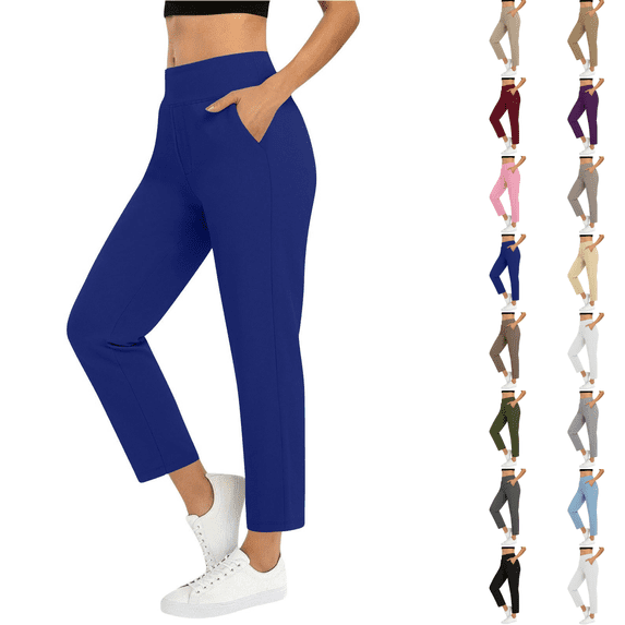 SimpleJoyi Womens Stretch Capri Casual Pants High Waist with Side Pockets Travel Daily Workout Trousers