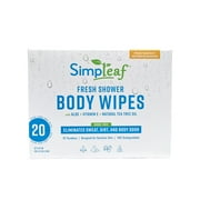 Simpleaf Body Wipes Rinse Free, 12" x 12", 1 Count (Pack of 20), Aloe Vera,Fresh