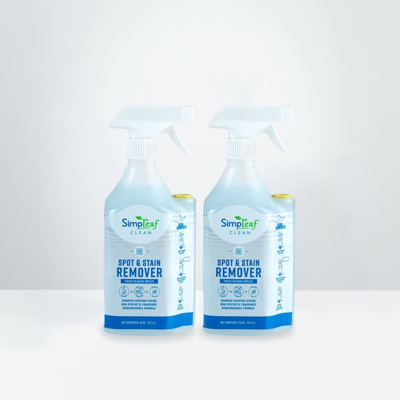 Simpleaf Clean Spot & Stain Remover | Refill System Cleaners| Fresh Meadow Breeze | Tough Stain Lifter for Clothes, Carpets & Upholstery 24oz x 2