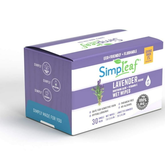 Simpleaf Flushable Single Pack Wet Wipes (60 Count)