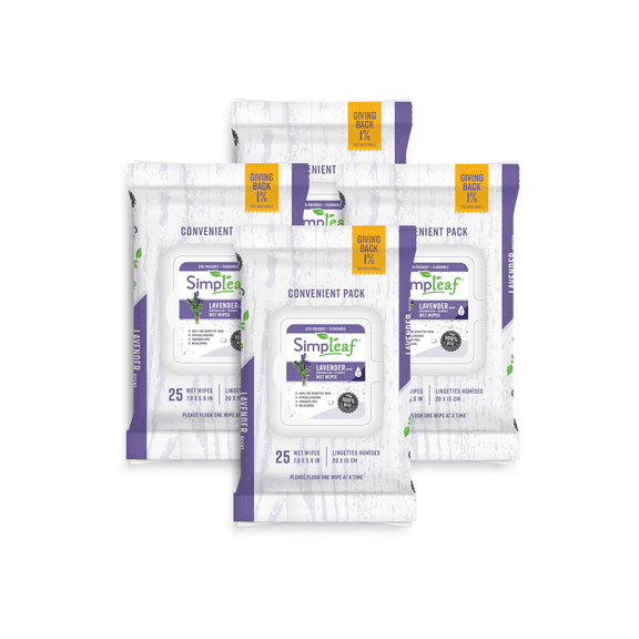 Simpleaf Flushable Wet Wipes | Eco- Friendly, Paraben & Alcohol Free | Hypoallergenic & Safe for Sensitive Skin | Soothing Aloe Vera Formula with Lavender Scent | (25-Count) 4 Pack…