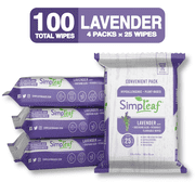 Simpleaf Flushable Wet Wipes | Eco- Friendly, Paraben & Alcohol Free | Hypoallergenic & Safe for Sensitive Skin | Soothing Aloe Vera Formula with Lavender Scent | 25-Count 4 Pack
