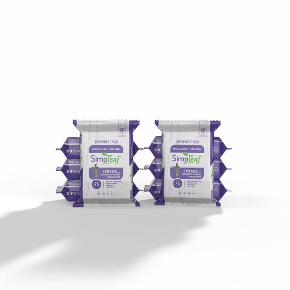 Simpleaf Flushable Wet Wipes Lavender| Eco-Friendly, Paraben & Alcohol Free | Hypoallergenic & Safe for Sensitive Skin | Soothing Aloe Vera Formula | (8 x 25 Counts Convenient Pack) 200 Counts Total