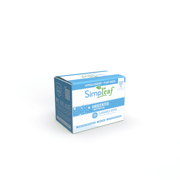 Simpleaf Unscented Flushable Single Pack Wet Wipes - 30 Count | 1-Pack