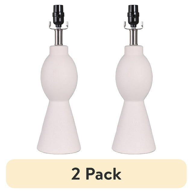 (2 pack) Simplee Adesso 18.5" Height White Ceramic Material Table Lamp Base, Modern Design, Livingroom, Bedroom
