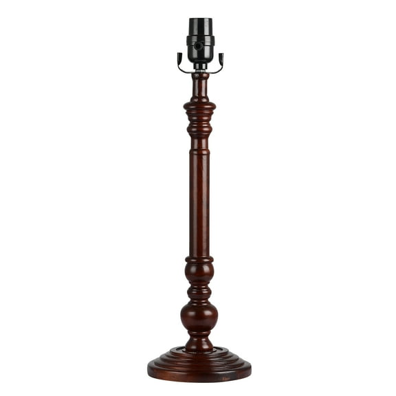 Simplee Adesso Traditional Walnut Finish 19-Inch Wood Candlestick Table Lamp Base for Office and Dorm Use