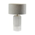 thumbnail image 1 of Simplee Adesso Carrie Large Table Lamp, Clear Ribbed Glass with Antique Brass Neck, Soft Touch Grey Fabric Shade, 1 of 2