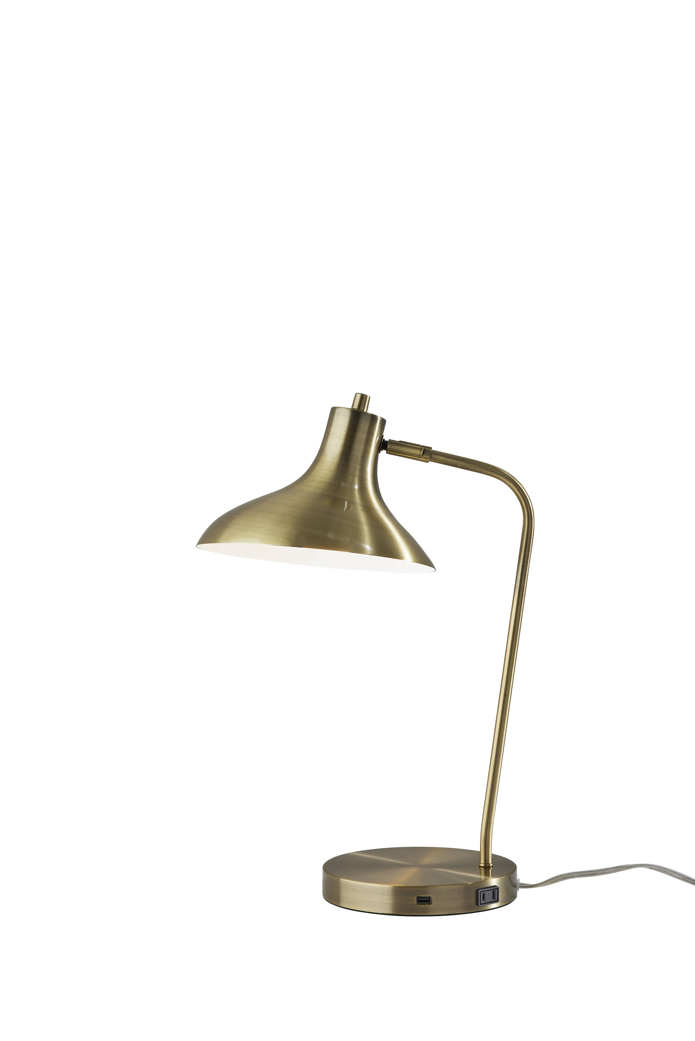 Simplee Adesso Cleo Desk Lamp, Antique Brass, Electronic, Antique Brass Shade